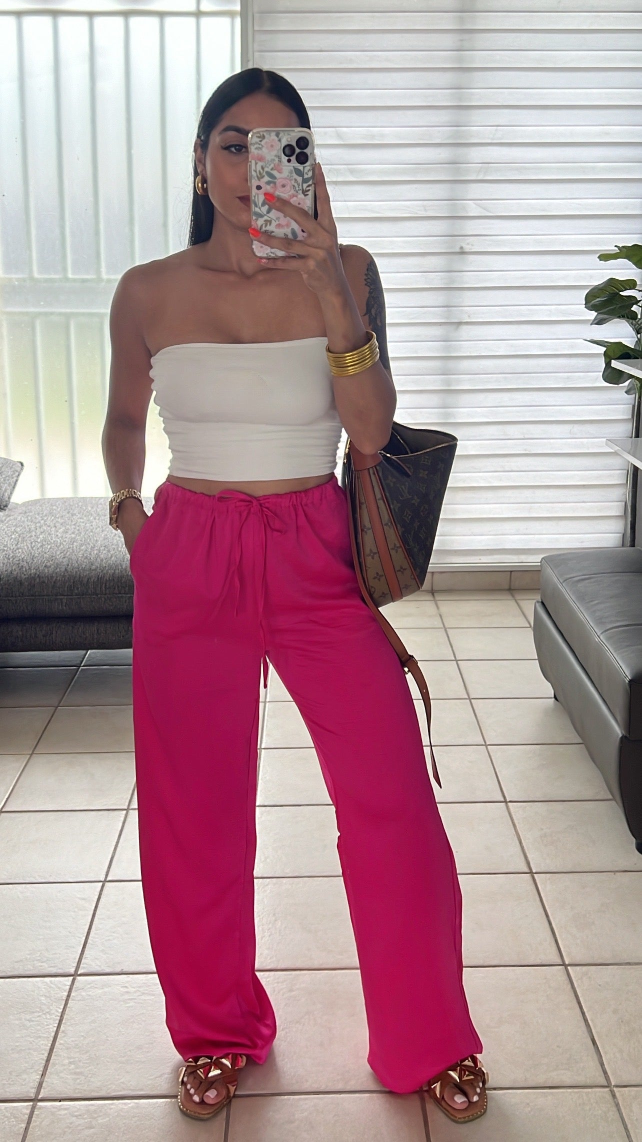 Hot Pink Satin Trouser