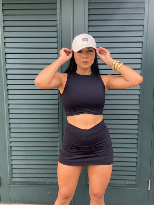 Black Active Skort set