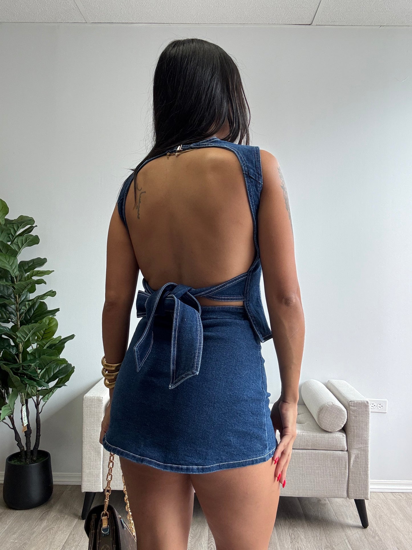 Denim skort set