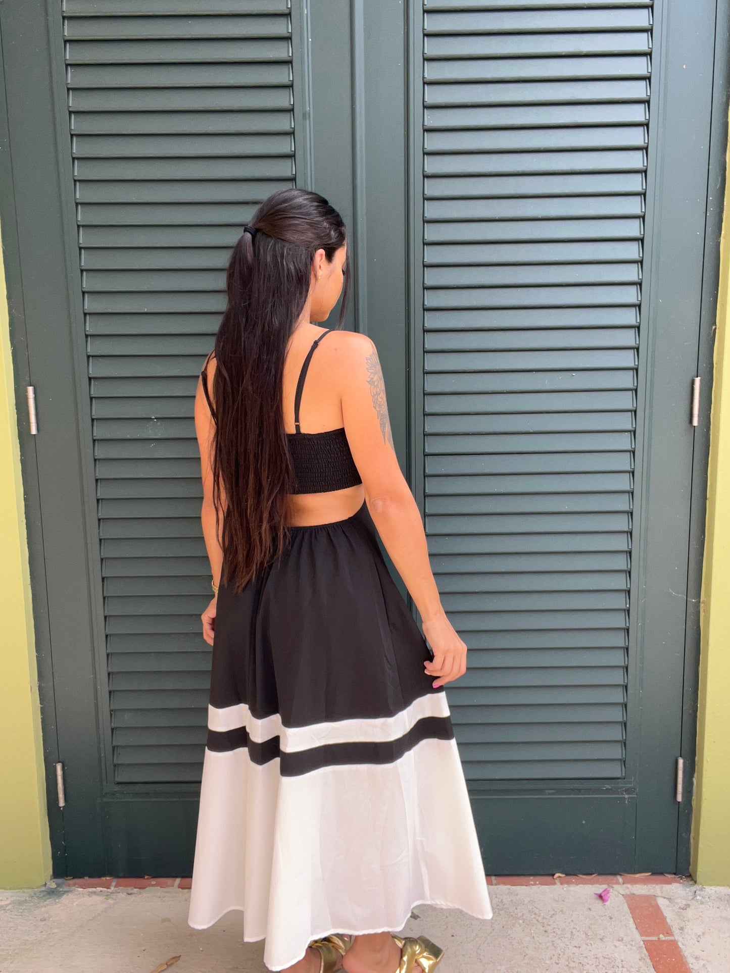 Black and White Midi Dress