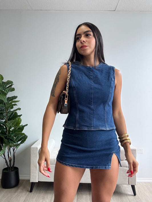 Denim skort set