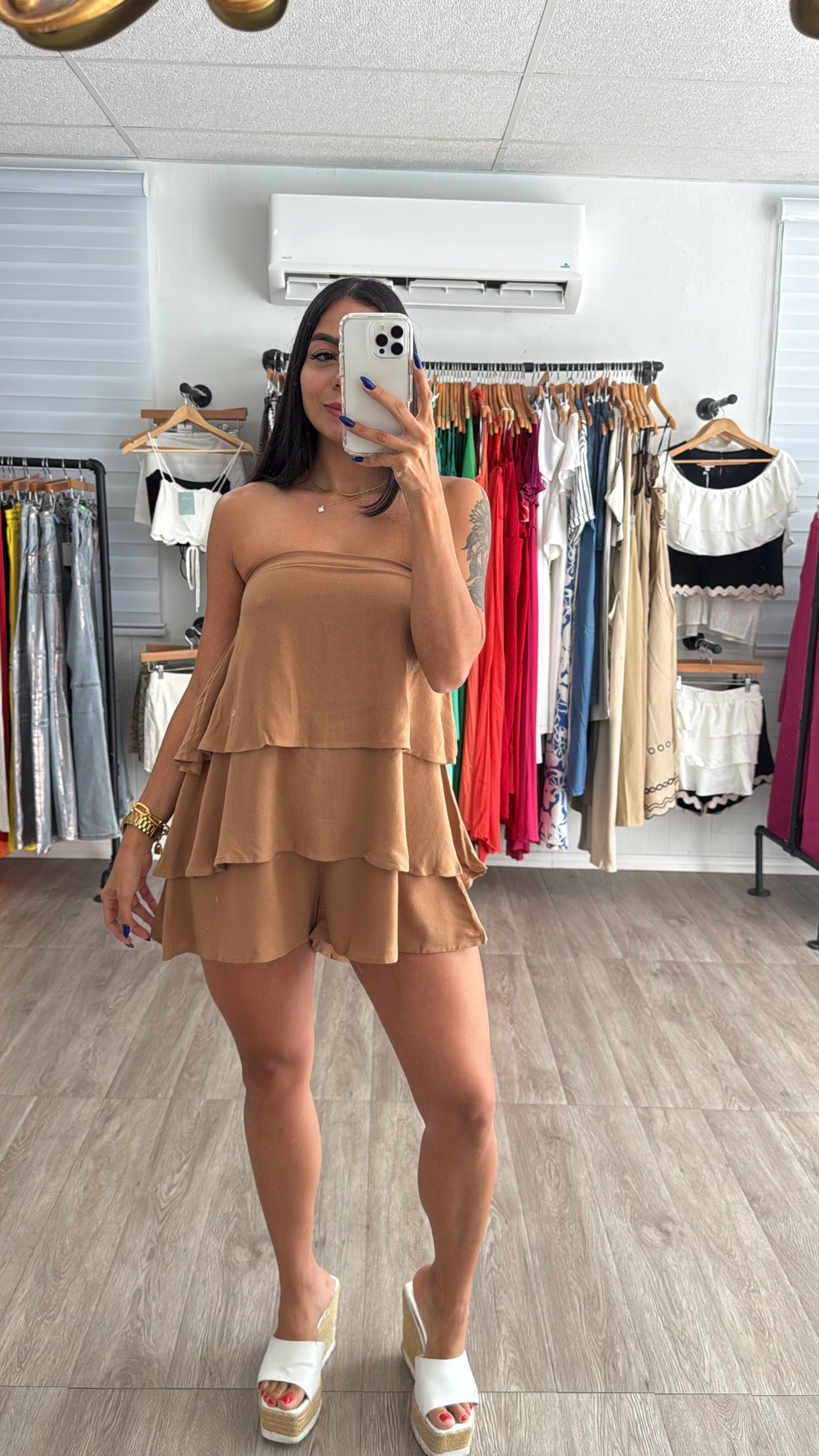 Mocha Linen Romper